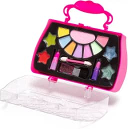 Maleta de maquiagem infantil, com paleta de sombras, gloss e batons