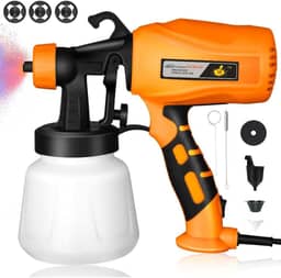 Pistola Elétrica para Pintura 550W - Pulverizador de Tinta com 4 Bicos, 3 Padrões (Horizontal/Vertical/Circular) - Ideal para Parede, Móveis, Carros - Para Iniciantes e Profissionais (220V)