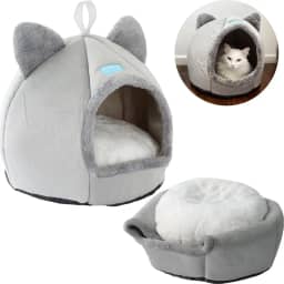 Cama Casa Toca Iglu Tenda Caminha Cabana para Gatos Descanso Conforto Aconchegante Segurança Pets - Duke & Dixie (Cinza)