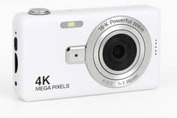 Câmera Digital 4K HD Portátil 50MP com Zoom 16x e Tela 2.4” | Foco Automático, Anti-Vibração e Flash Integrado | Câmera Compacta para Fotos, Vídeos, Vlogs e Viagens (Branco)