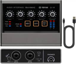 Q-16 Interface de audio,placa de som profissional de canal USB 2.0 DC 5V de alta velocidade, função de monitor para estúdio/gravação musical/jogos/Equipamentos para Gravação Musical
