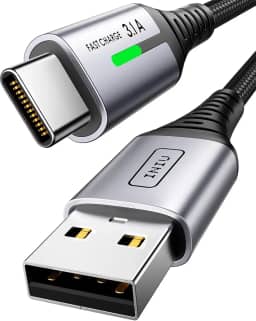 INIU Cabo de carregamento USB C, USB A para o tipo C 3.1A Cabo de carregamento rápido, Cabo de dados USB-C trançado iPhone 17 16 15 14 Pro Max Phablet Phone Samsung A56 S25 S24 Xiaomi [2M]