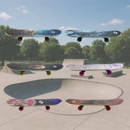 Mini Skate Infantil Estampado, Madeira e Plástico, Vermelho e Rosa, 60x15x10 cm, Suporta até 25kg, para Crianças Acima de 3 Anos