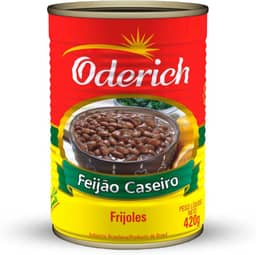 Feijão Caseiro Oderich 420G, Feijão Carioca Cozido Em Conserva, Marrom, Grãos Selecionados E Nutritivos, Fonte De Proteínas E Fibras, Textura Macia E Pronto Para Consumo, Tradição Em Qualidade Desde 1