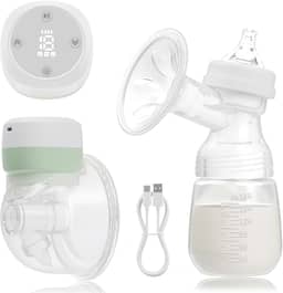 Bomba De Tirar Leite Elétrica, Coletor De Leite Materno Mãos Livres, Bomba de Mama Wearable Portátil, Livre de BPA, 3 Modos e 19 Níveis, Verde