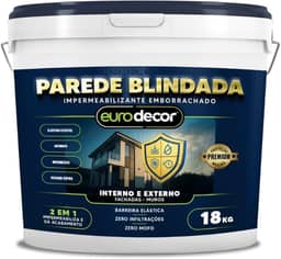 Parede Blindada Euro Decor Tinta Emborrachada 18KG Fácil Aplicação Proteção Contra Infiltrações (Areia)