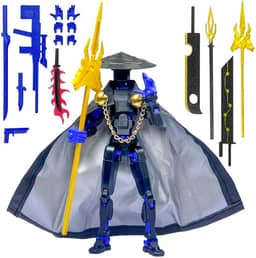 Assembly Completed T13 Action Figures,T 13 Action Figure, Robo 13 3D Printed Action Figure - The Ultimate Hero for Action-Packed Playtime,5.2 Inch (Swordsman-Black Blue)