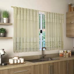 Cortina para Cozinha Palha Renda Tulipa Com Bando de 40cm, Largura 2,20m e Altura 1,20m. Linda e Prática!
