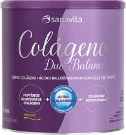 Colágeno Duo Balance + Ácido Hialurônico e Verisol - Colágeno Hidrolisado Sanavita Para Pele Corpo Cabelos e Unhas (Neutro)