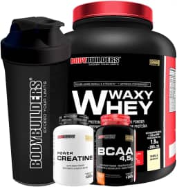 Kit Waxy Whey 2kg + BCAA 4,5 100g + Power Creatina 100g + Coqueteleira – Bodybuilders (Baunilha)