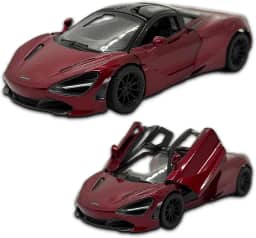 Miniatura de carro McLaren 720S em metal, 12 CM, 1/36, abertura de portas laterais, rodinhas de borracha com fricção, Carrinho de ferro Kinsmart (Vinho)