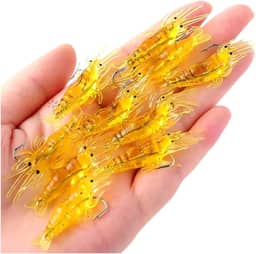 10 Iscas Camarão Artificial Silicone Realista Corvina Pesca