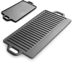 Chapa, Chapa Grill de Hambúrguer para Fogão e Indução, 23x50cm, Duas Maneiras de Usar, Ferro Fundido para Fogao