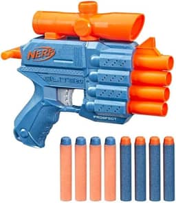 Nerf, Lançador de Dardos, Elite 2.0, Prospect QS-4 - Mira Acoplada, 4 Tubos Frontais, Inclui 8 Dardos - A partir de 8 Anos