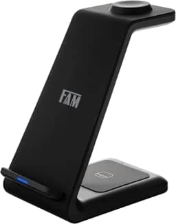 Carregador Triplo Indução 20W FCA QW27 – Carregador sem Fio Rápido para iPhone, Samsung, iWatch e AirPods – Base de Carregamento 3 em 1