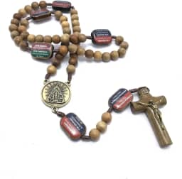 Terço Contemplação Dos Mistérios No Cordão Madeira 10 Mm