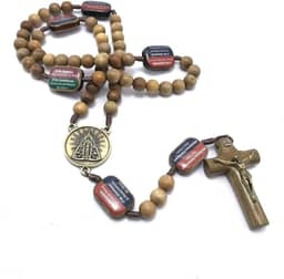 Terço Contemplação Dos Mistérios No Cordão Madeira 10 Mm