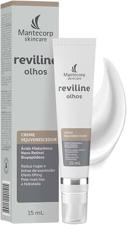 MANTECORP - Creme Rejuvenescedor para Região dos Olhos Reviline - Reduz Rugas Marcas de Expressão e Flacidez - Ácido Hialurônico, Retinol - 15g