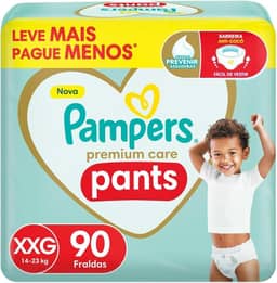 Fralda Pampers Premium Care Pants Tamanho XXG, Fácil de Vestir, 90 Unidades