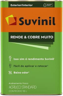 Tinta Acrílica Suvinil Rende e Cobre Muito Standard 18L Branco