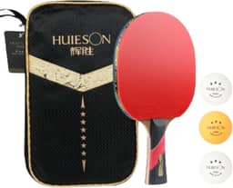 Raquete Clássica Com Carbono Huieson 6 Estrelas Tênis de Mesa Ping Pong Profissional + Raqueteira Capa + 3 Bolas 3 Estrelas