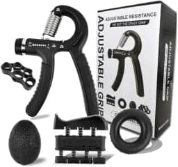 Kit Hand Grip 5 Peças – Fortalecedor de Maos e Dedos, Exercitador de Punhos para Academia, Fisioterapia e Reabilitacao Muscular – Ajustavel e Antiderrapante