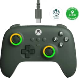 8Bitdo Ultimate C Wired Controller for Xbox with Hall Effect Joysticks and Triggers, RGB Lighting Fire Ring, Compatible with Xbox Series X|S, Xbox One, Windows 10/11- Officially Licensed (Dark Green)
