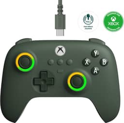 8Bitdo Ultimate C Wired Controller for Xbox with Hall Effect Joysticks and Triggers, RGB Lighting Fire Ring, Compatible with Xbox Series X|S, Xbox One, Windows 10/11- Officially Licensed (Dark Green)