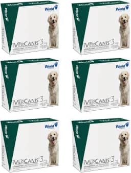 Kit 6 Ivercanis 3mg Remédio Antipulgas Carrapatos Cães Tratamento Sarna Completo