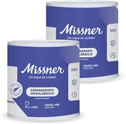 Curativo esparadrapo Impermeável Hipoalérgico Missner 5cm X 4,5m - 2 UNIDADES