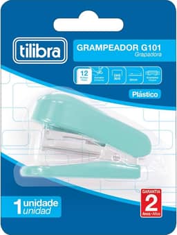 Tilibra - Grampeador 12 Folhas Mini com Extrator Aqua, G101, Multicor