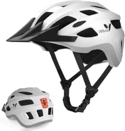 Capacete de bicicleta para adultos, capacete leve de bicicleta de montanha com luz traseira de LED recarregável por USB, viseira de sol removível para mulheres, homens, adequado para ciclismo