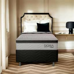 Cama Box com Colchão Solteiro Giorgia Molas Ensacadas (22x88x188) Branco e Cinza