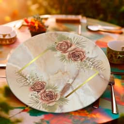 Capa Para Sousplat Jogo Americano de Flores Floral Microfibra 35cm Unidade (SFLS0003)