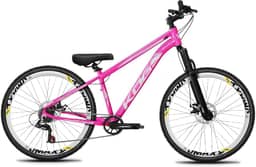 Bicicleta Aro 26 KOG Freeride 1x7 – Estilo Grau, Suspensão 29”, Freios a Disco, Aros Vmaxx Neon – Bike Urbana de Alta Performance, Rosa Chiclete
