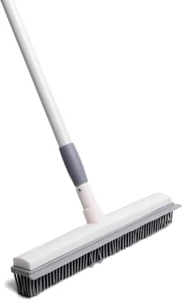 Simplo - Vassoura Emborrachada com Rodo Multiuso 2 em 1 Varre, Seca e Tira Pelos de Carpetes e Tapetes Limpa Pisos e Vidros