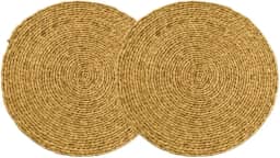 Sousplat Redondo de Vime Rattan 38cm Jogo Americano em Palha Natural Marrom Elegância Rústica para Mesa Posta e Decoração 0016 0016 (2 Unidades)