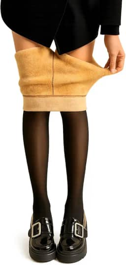 Meia-Calça Térmica Feminina Aveludada Translúcida Fio 15 Forrada com Pelinhos