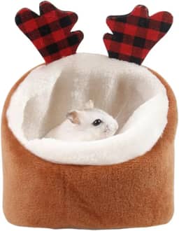 ABLAZEZAI Cama para hamster, mini animais pequenos, ninho macio e quente, sofá-cama para animais de estimação pequenos, acessórios para casa de gaiola de rato (marrom)