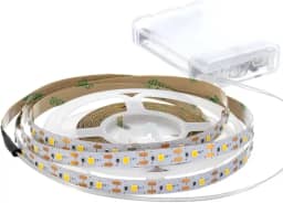 Fita de Led C/ 5 Metros Alimentação à Pilhas 200 Leds Autoadesiva Cortável Emendável Luz Branca ou Amarelada (Branco-Quente)