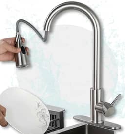 Torneira Gourmet Monocomando Luxo Inox 45cm com Ducha Retrátil e Bica 360° – Alta Pressão Quente e Frio para Pia e Bancada - Qualidade Premium LNSTORE