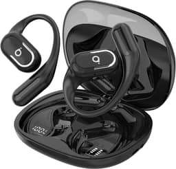 Fone De Ouvido Bluetooth Esportes, Basike T7, IPX6/OWS, Tela LED Dupla, Fone de Ouvido Estéreo Hi-Fi, Suporta Chamadas de Voz, 60 Horas em Standby Para Corrida e Exercícios ao Ar Livre (PRO Preto)