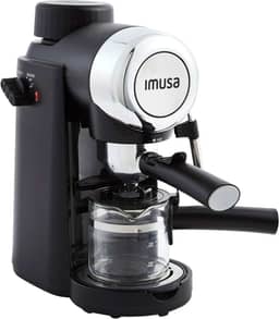 IMUSA Máquina de café expresso e cappuccino, 4 xícaras, preta, 800 watts