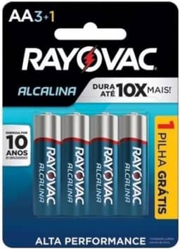Pilha, Rayovac, Alcalina 208013, Azul, Aa, Pequena, Pacote de 4