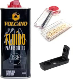 Kit Fluido Volcano 133ml Pedra Pavio E Vedação Anti-evaporação