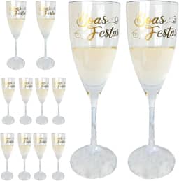 Kit 12 Taças Champanhe Personalizadas Boas Festas Ano Novo Reveillon