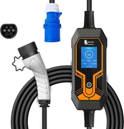 VEDO Carregador Portátil Carro Elétrico 7KW, Fe-yr-ee Carregador de Ev com 10 Proteções, IP65 à Prova d'Água, Tela Colorida de 2.8 Polegadas, 8A-32A Ajustável, Compatível Todos Veículos 100-240V