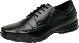 Sapato Confort Social Masculino Couro Ortopédico Preto de Amarrar 5070