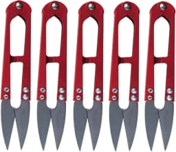 KIT 5 TESOURAS DE METAL COLORIDA PARA PODAR COSTURA LINHA ARREMATE (Vermelho)