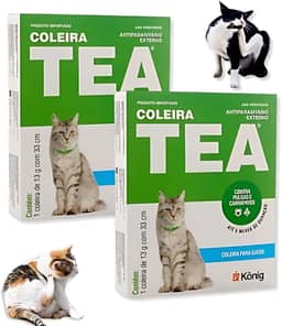 Kit 02 Coleiras Antipulga e Carrapato TEA para Gatos